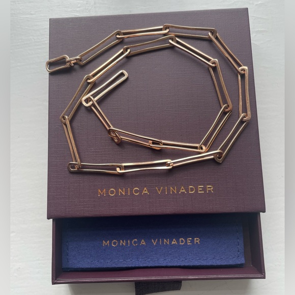 Monica Vinader Alta Long Link Necklace Adjustable 43cm/17' , Rose Gold Vermeil - Picture 7 of 9